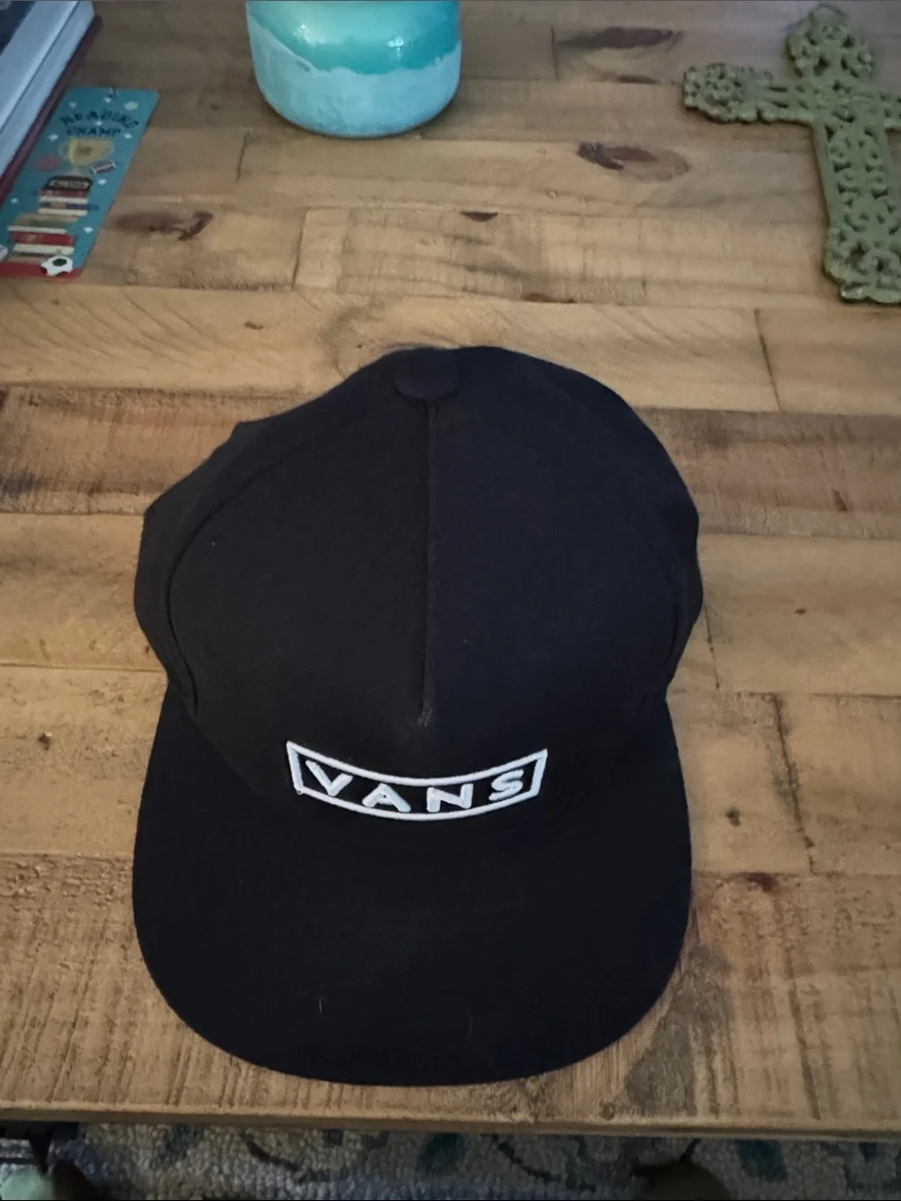 Vans Black Snapback Hat with White Box Logo-Youth Size